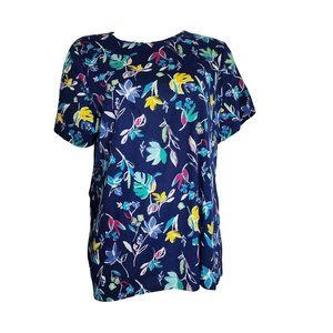 Croft & Barrow Shirt Womens Size 1X Blue Floral Short Sleeve The Classic Tee